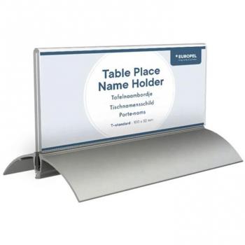 EUROPEL Tisch-Namensschild, 61 x 150 mm, Aluminium-Basis