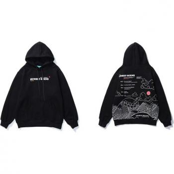 GONTHWID Harajuku Sunset Print Casual Hoodie