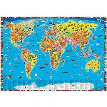 Global Laminated Political Educational Childrens Wall Map, none