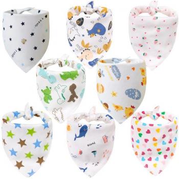 8-Pack Organic Cotton Bandana Bibs for Infants
