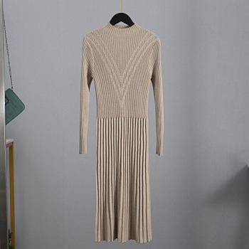 Women’s Ribbed Turtleneck A-Line Sweater Dress