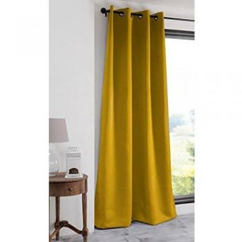 Rideau occultant HOME MAISON Moutarde 135x250 CM jaune synthétique avec œillets uni