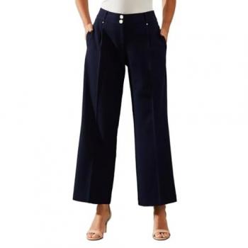 Petite Women's Smart Wide Leg Trousers in Black and Navy