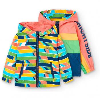 Parka multicolor con cappuccio, doppia faccia – 12 mesi