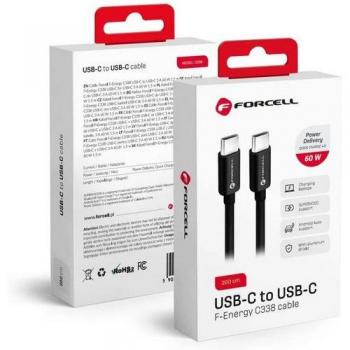 Forcell F‑ENERGY C338 USB‑Kabel Typ‑C zu Typ‑C, 3 m, 60 W, Schwarz