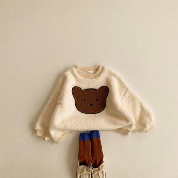 Kids Cartoon Bear Warm Hoodie Outerwear
