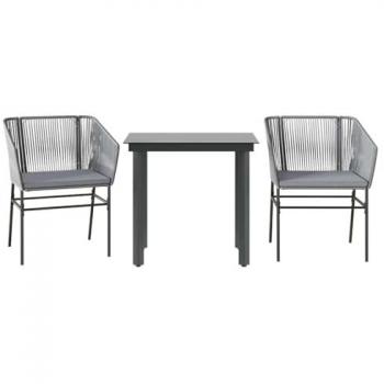 Rattan & Glass Garden Dining Ensemble – Grey