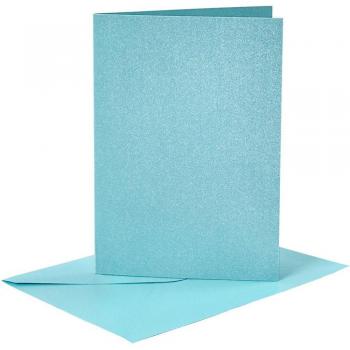 Pack de cartes et enveloppes nacrées, bleu, 10,5x15 cm, 11,5x16,5 cm, 4 ensembles