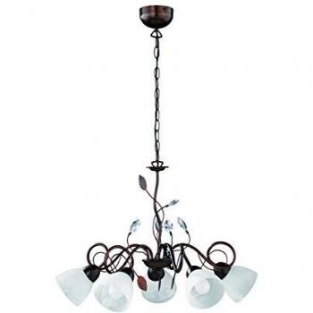 Lampadario TRADITIO 5 luci vetri bianchi ruggine 110700528