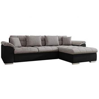 Mobilier1 : Canapé d'angle Comfivo 107, Soft 011 + Lawa 05 – fonction de couchage – boîte de literie – 280×160×76 cm