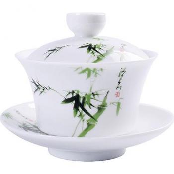 Artisan Blue and White Gaiwan Tea Bowl Set