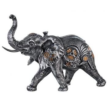 GILDE Dekofigur Steampunk Elefant mit Kupferakzenten