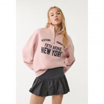 Pastel Pink Zip-Up Sweatshirt by Stradivarius – XS