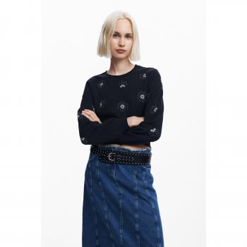Sudadera negra Desigual con detalles de joya para mujer