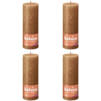Bolsius velas rústicas shine 4 unidades marrón especiado 190x68 mm