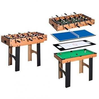 Mesa Multijuegos 4 en 1 Homcom Futbolín Air Hockey Ping-Pong Billar 73x87x43 cm