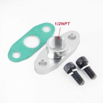 1/2 NPT Female Aluminum Oil Drain Turbo Flange T3 T4 GT40 GT55 1/2NPT to 8AN Hose Fitting