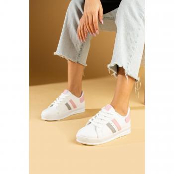 Sneaker femminili con lacci e suola comoda 001-162-24BPudra