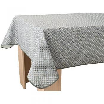 Nappe rectangulaire 150×350 cm, couleur paon gris, anti‑taches