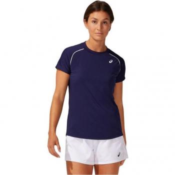 Damen T-Shirt Asics Piping Kurzarm Dunkelblau