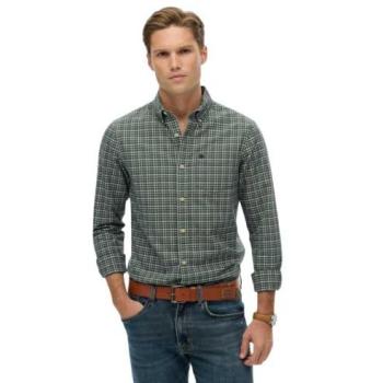 Superdry Herren Grüne Kariert-Baumwolle Oxford-Mittelgröße