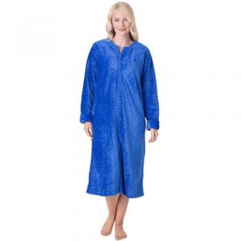 Women's Supersoft Zip Front Embossed Coat – Blue