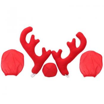 Kit de decoración para coche: cuernos de reno y espejo retrovisor navideño