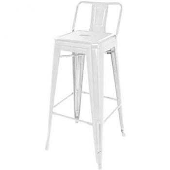 White Bistro High Stool with Backrest