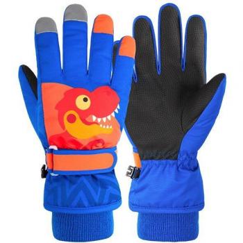 Kids' Winter Ski Gloves Waterproof Thickened Warm Cartoon Design