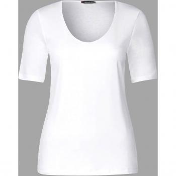 STREET ONE T-Shirt mit V-Ausschnitt Weiß