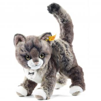 120-099335 Kitty Cat Plush Toy by Steiff, Gray/Beige, Standing, 25 cm