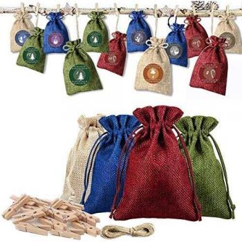 Wedding & Party Linen Burlap Mini Bags – 24 Pieces (10x14cm)