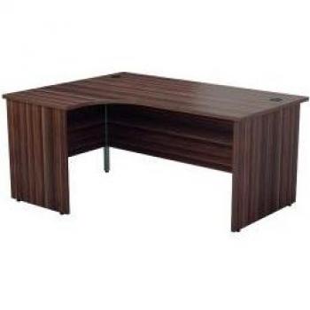 Jemini Left-Handle Radial End Desk – 1600 mm × 1200 mm, 730 mm Height, Dark Walnut