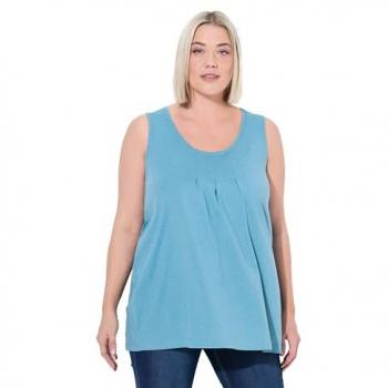 Ulla Popken Damen Top in Türkis, große Größe 46/48, Baumwolle/Synthetik