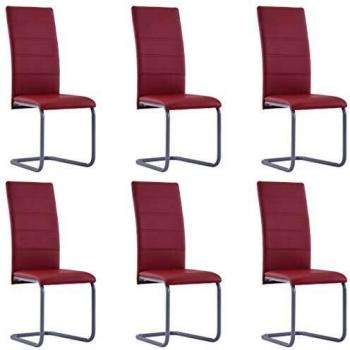 Sillas de Salón Voladizas 6 Piezas Cuero Rojo