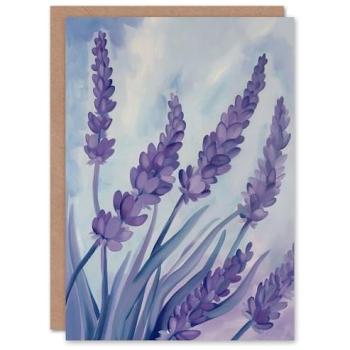 Lavender Dreamscape: Blue Sky with Flowers Card