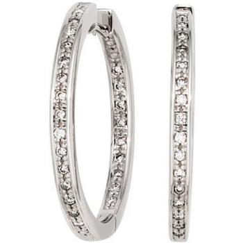 JOBO Creolen 585 Weißgold 50 Diamanten 0,25ct. Gold-Ohrringe