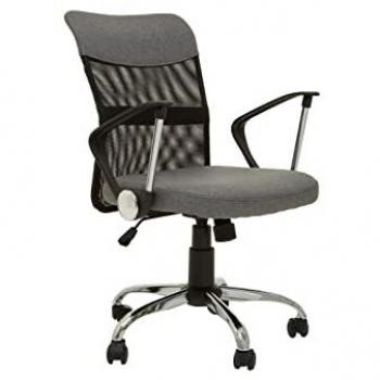 Grey Ergonomic Office Chair with Chrome Armrests