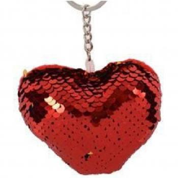 Porte-clés cœur bicolore pailleté 7.5cm