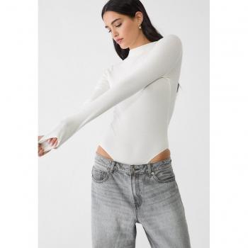 Body Stradivarius Ecru maniche lunghe collo semi dolcevita XS