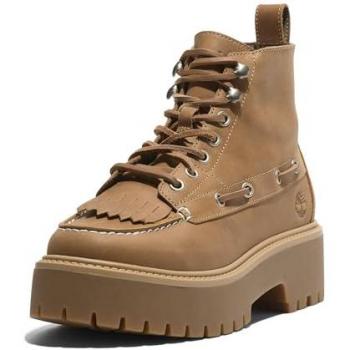 Stone Street Hohe Schnür‑Boots aus Leder – Weizenbeige/Braun, 7 Ösen, Größe 38, für Frauen