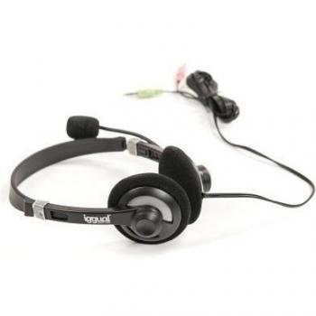 Iggual Diadema con micrófono Hi-Fi Negro/Gris