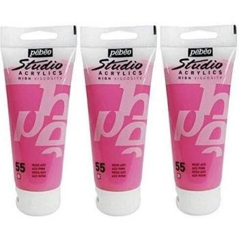 Pébéo Studio Acrylics Rosenlack 100 ml – Satiniert, Azo Rosa – Kunstfarben