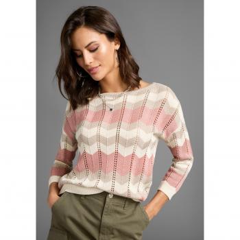 Laura Scott Damenpullover Ajour‑Muster, 3/4 Ärmel