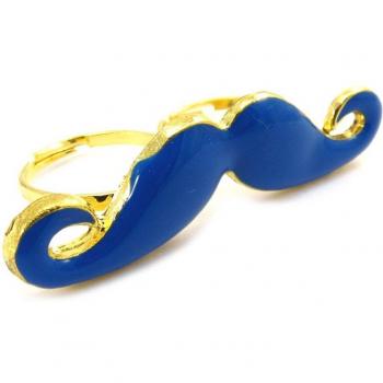 Oro Lilla K1909 Anello Doppio Moustache Blu