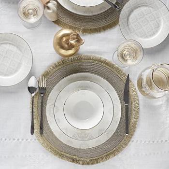 Service de Table Karaca Siena en Porcelaine 56 Pièces avec Bord Doré
