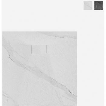 Tuyau de douche carré ultra‑plat marbré 90x90 cm Stone MM – Blanc
