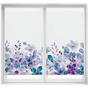 Par de Estores Enrollable Opaco EasyFix 80x150 cm, Sin Herrajes, Color Violet Garden