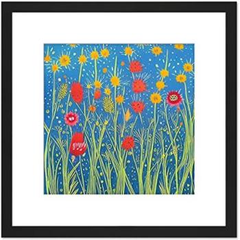 Red & Yellow Floral Burst – Artery8 8x8 Framed Print