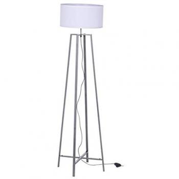Bizzotto Piantana Mathis Grigio Anticato in Acciaio Verniciato a Polvere con Paralume in Cotone H156 cm